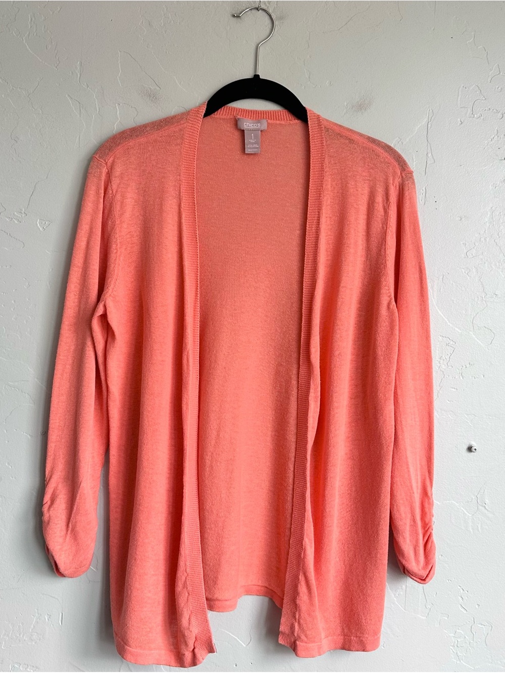Chico's Orange Linen Cotton Open-Front Women's Cardigan Size Medium 8